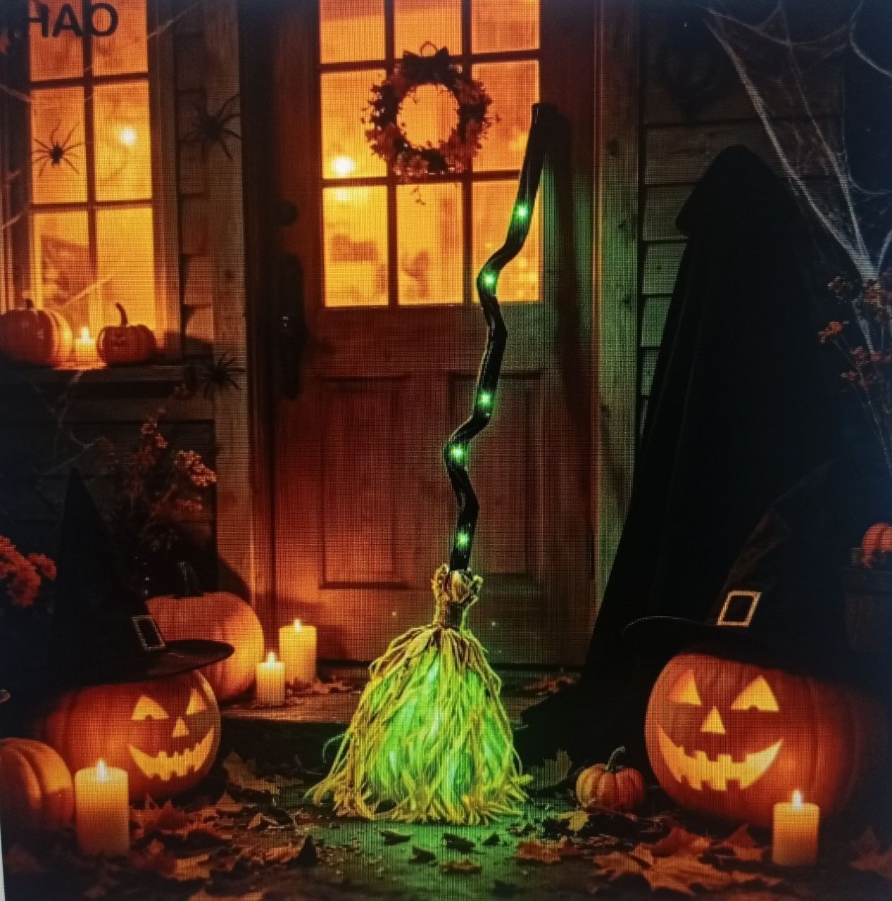 Animated Halloween Witch Broom — Glowing LED, Spooky Sounds & Dancing Motion