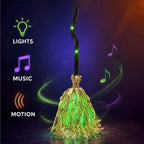 Animated Halloween Witch Broom — Glowing LED, Spooky Sounds & Dancing Motion